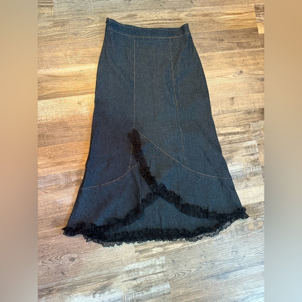 Denim with lace trim skirt